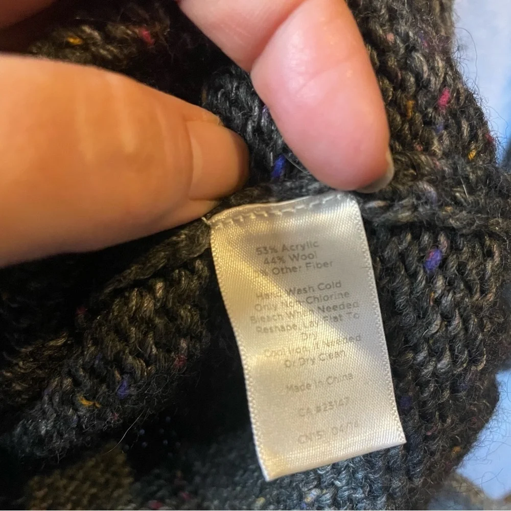 Talbots Large Women’s Gray and Multicolored Button-Up Knit Cardigan